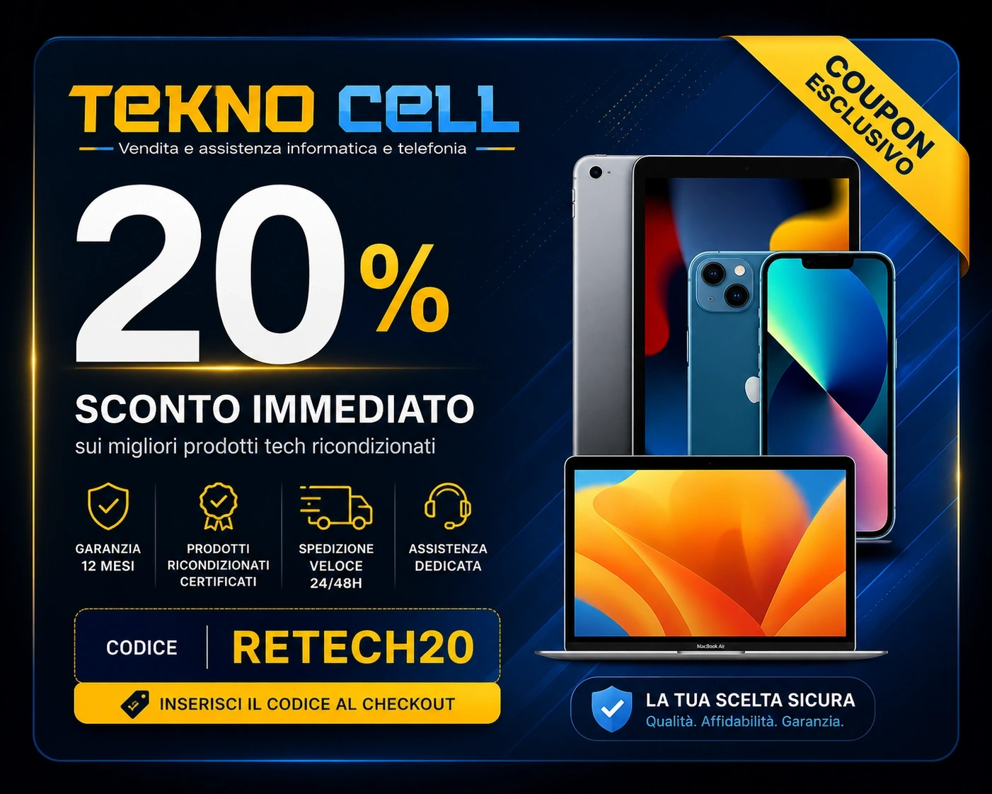 Coupon TeknoCell 20% sui prodotti tech ricondizionati